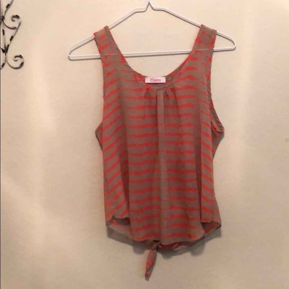 Vivace tan and orange striped open back tank